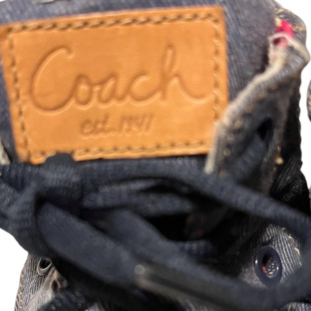 COACH Ellis Denim Poppy High-Top Sneakers Size:6.5 B - Picture 4 of 10